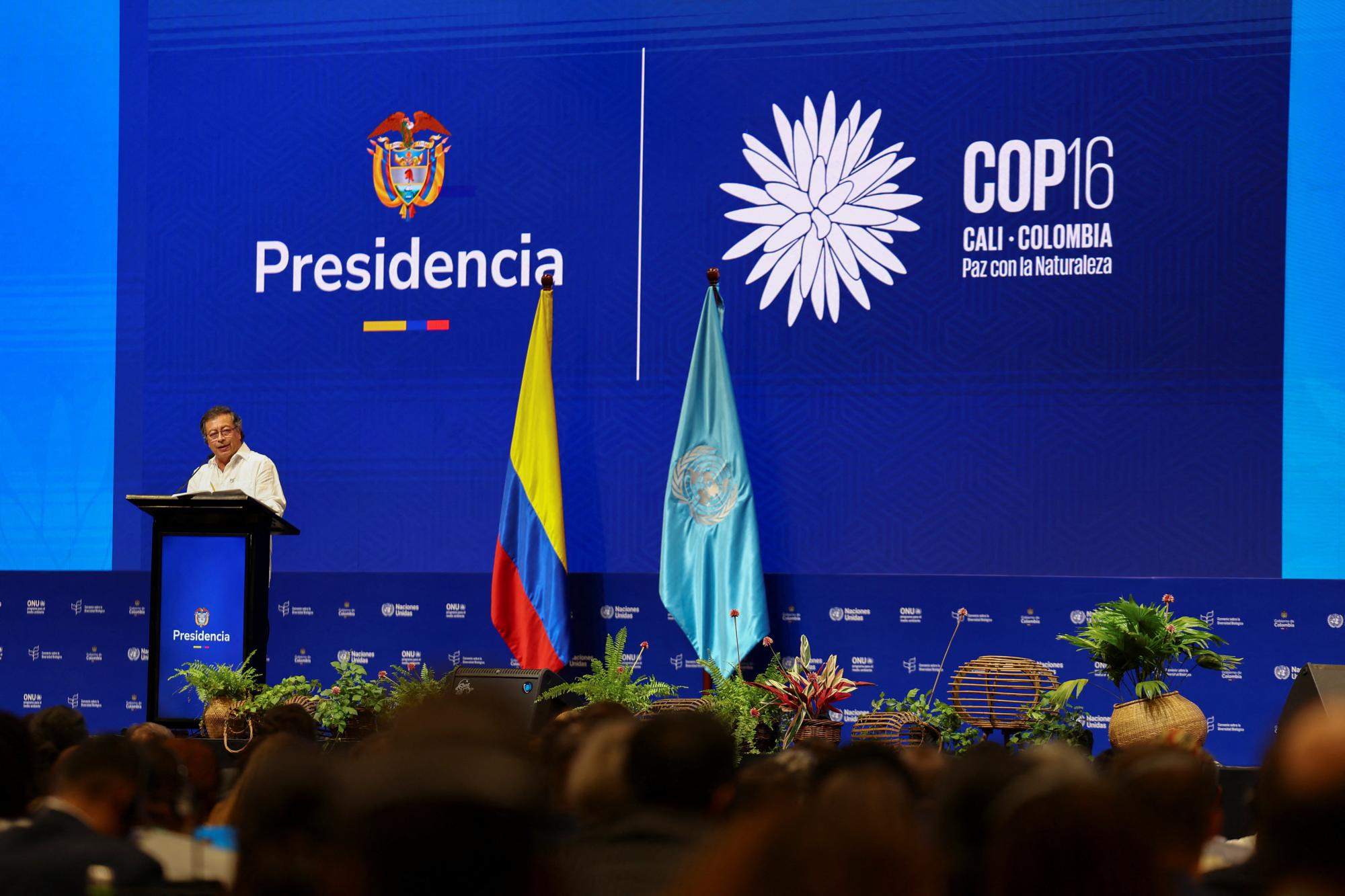 El presidente de Colombia, Gustavo Petro, habla en la inauguración de la COP16 - Reuters