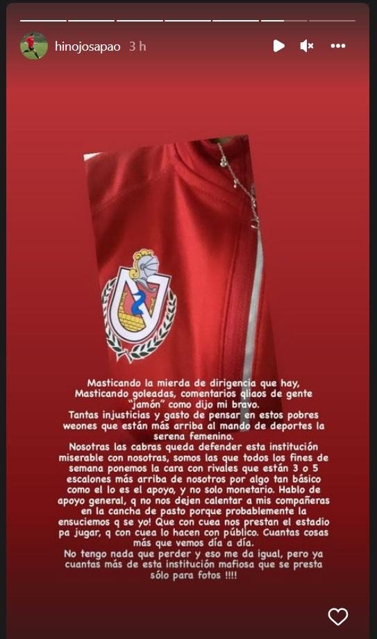 Paola Hinojosa hizo sus descargos en Instagram. Imagen: Pantallazo.