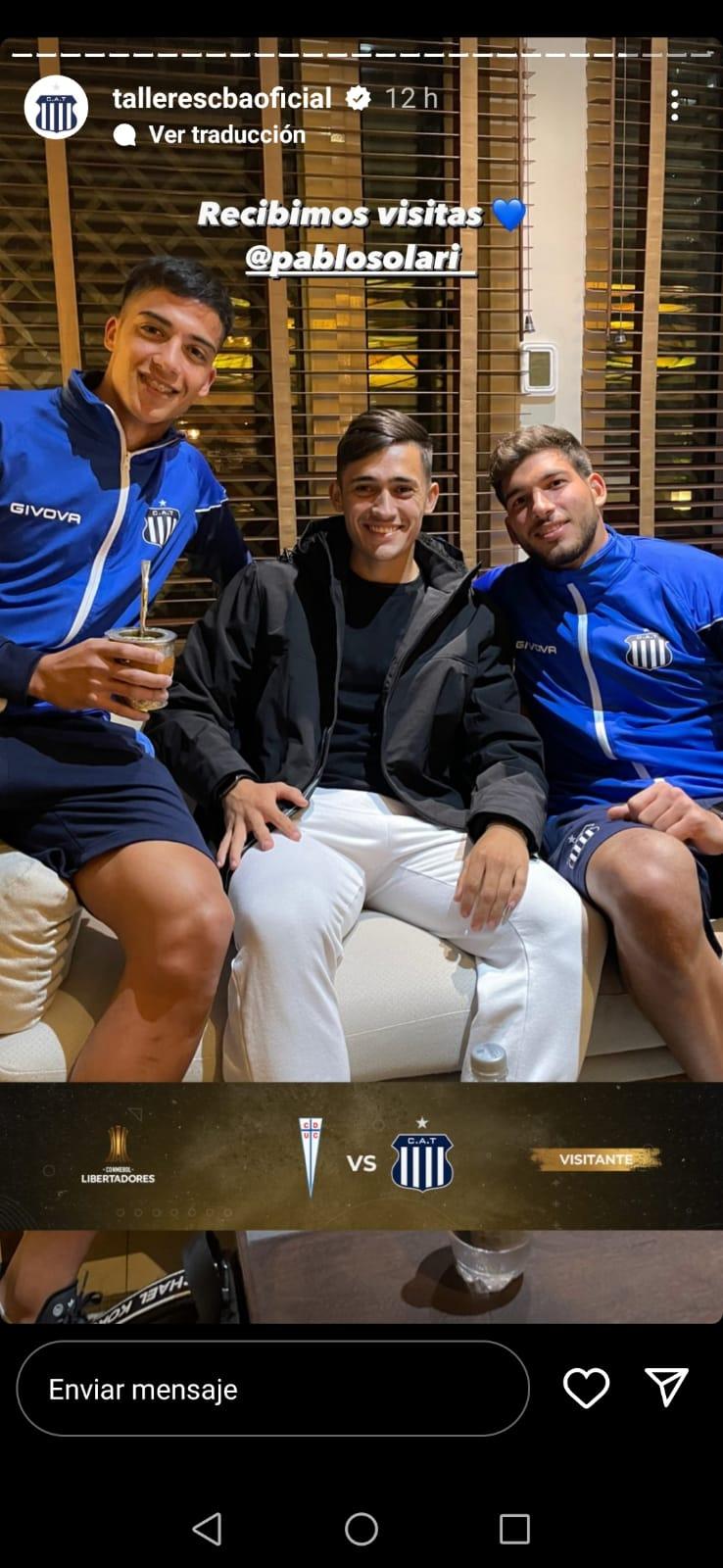 Pablo Solari visitó a sus ex compañeros de Talleres de Córdova.