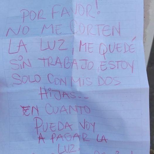 "Me quedé sin trabajo": Padre deja conmovedor mensaje para que no le corten la luz y su caso se vuelve viral