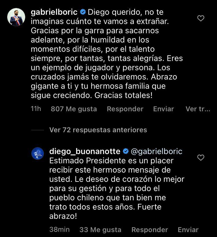 Interacción entre Presidente Gabriel Boric y Diego Buonanotte