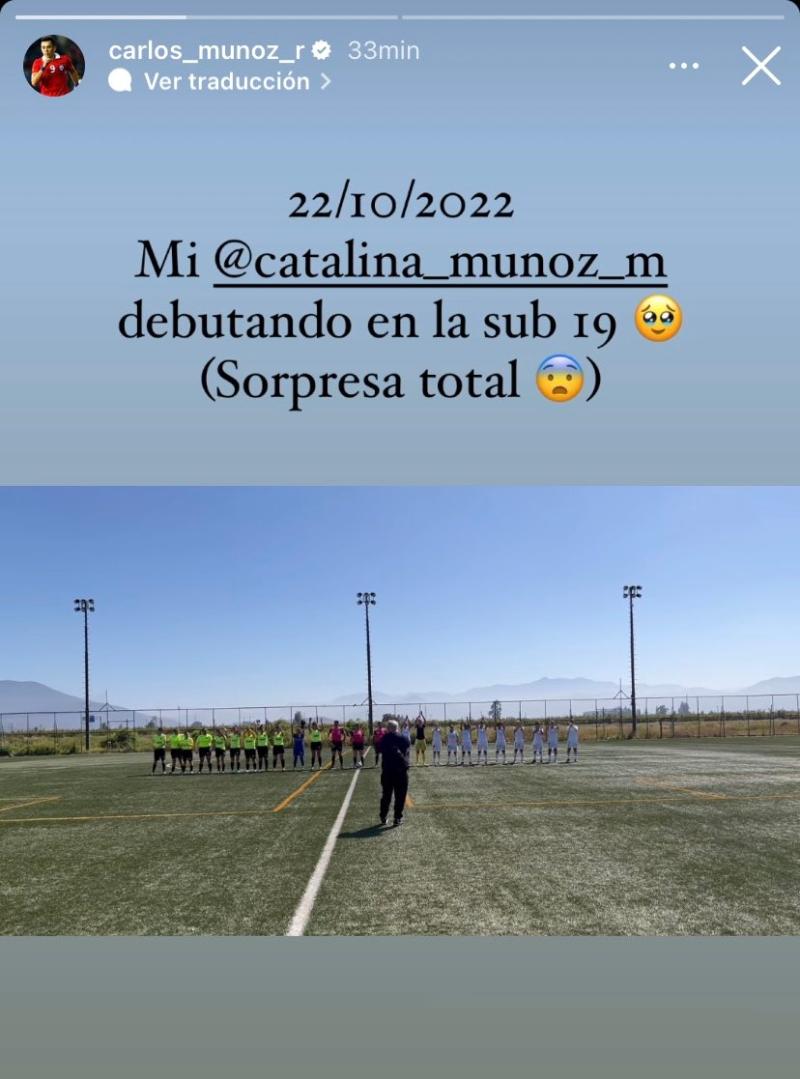 Carlos Muñóz expresó todo su orgullo por el debut de Catalina en la Sub 19 de Colo Colo.