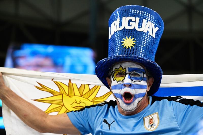 Los hinchas de Uruguay se hicieron presentes en este partido. Imagen: Photosport.