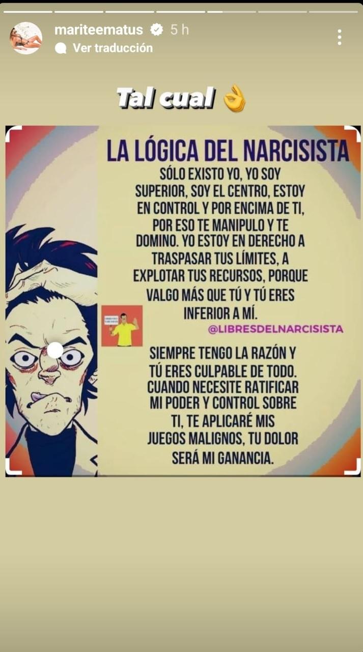 Marité Matus publicó una polémica imagen en su cuenta de Instagram.