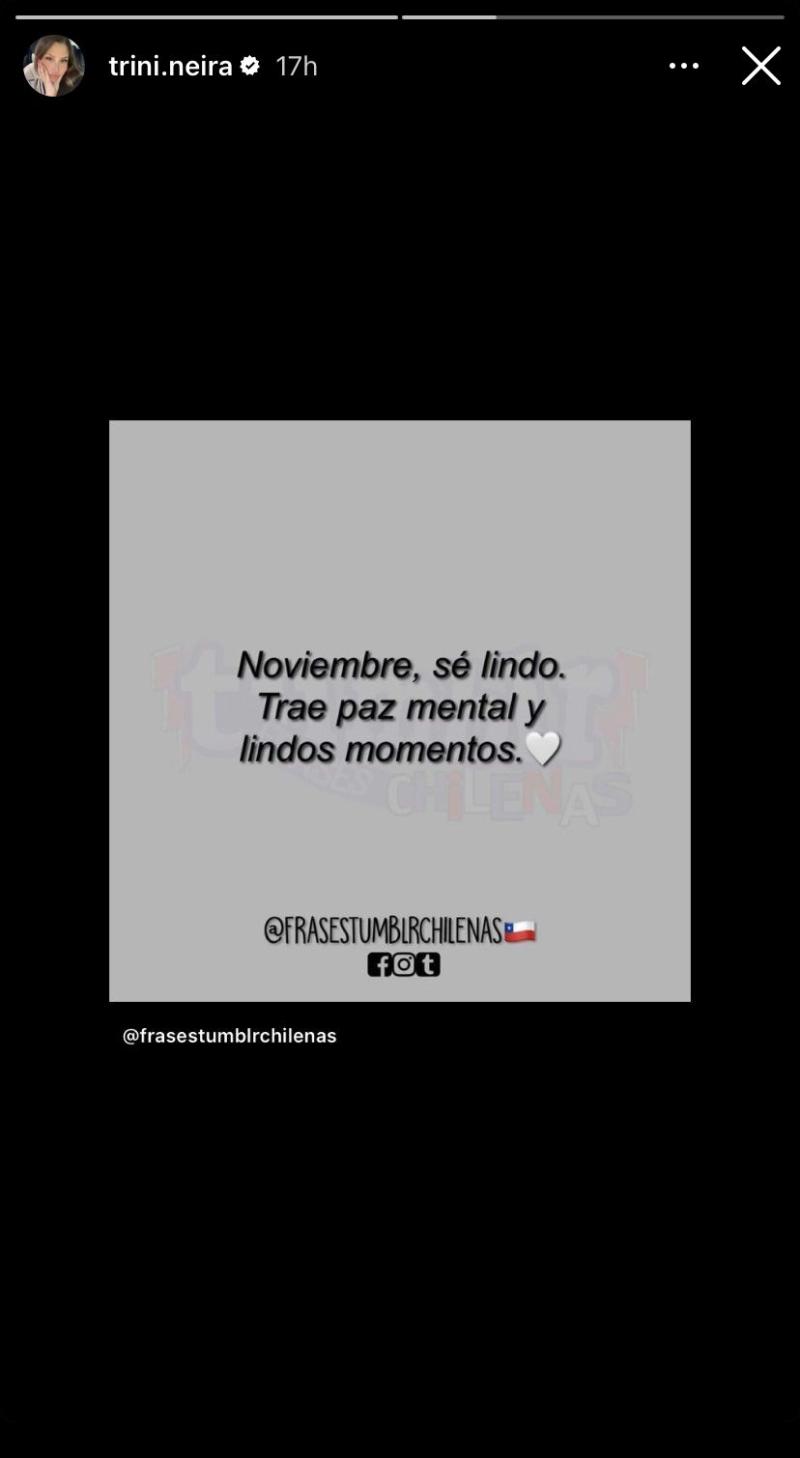 La publicación de Trini Neira pidiendo "paz mental"