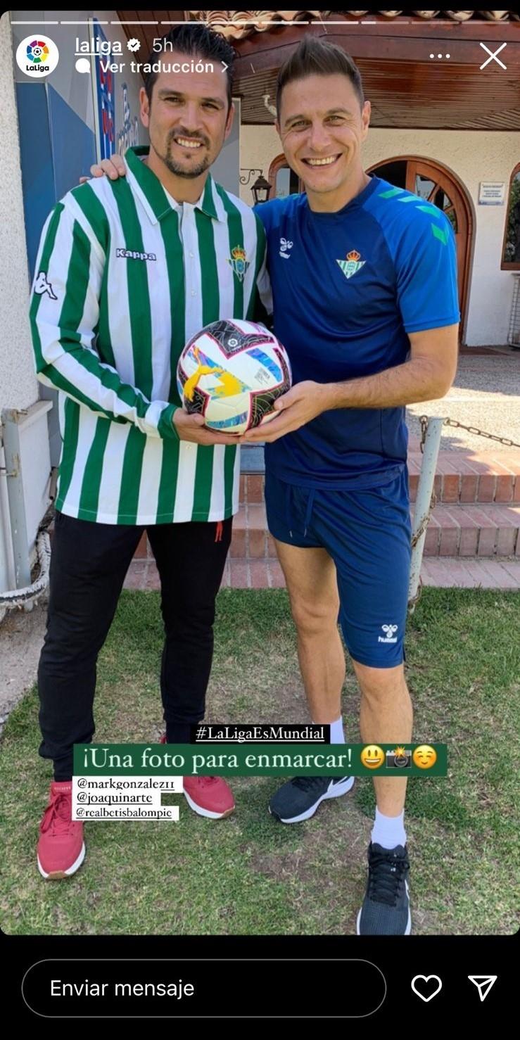 LaLiga compartió una imagen de Mark González y Joaquín Sánchez, capitán del Real Betis.