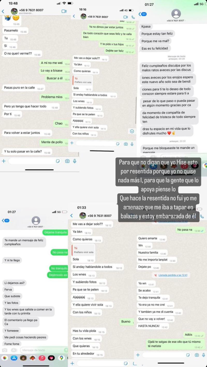 Conversaciones entre Carlos Palacios y su ex pareja.