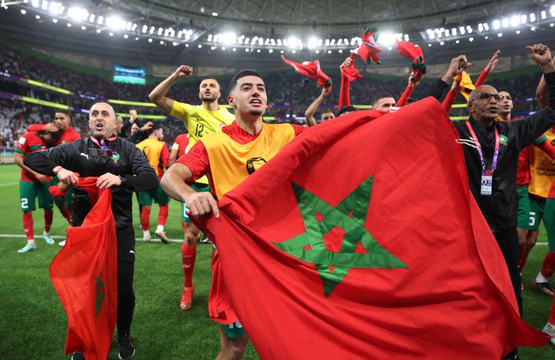 Marruecos celebrando la victoria en cuartos de final del Mundial Catar 2022 (Reuters)