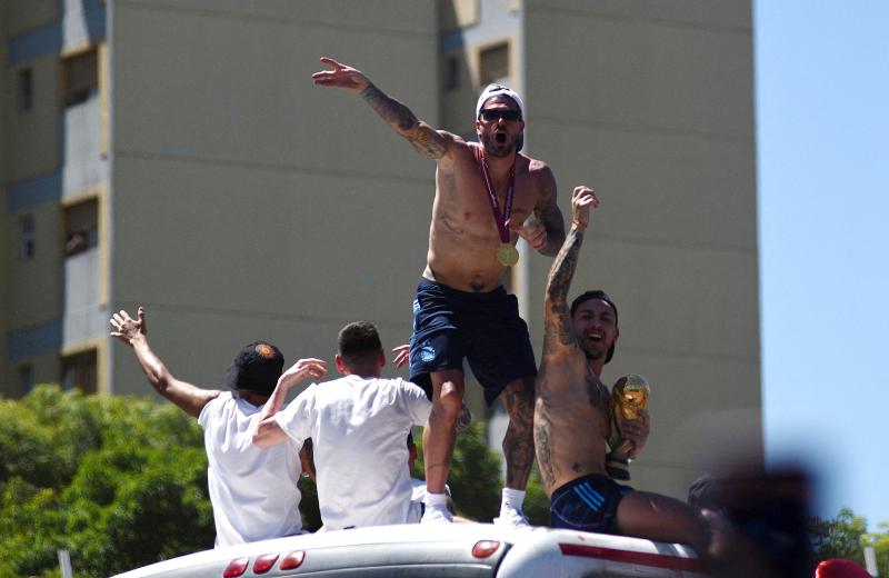 Rodrigo De Paul lideró los festejos de la selección argentina. (Reuters)