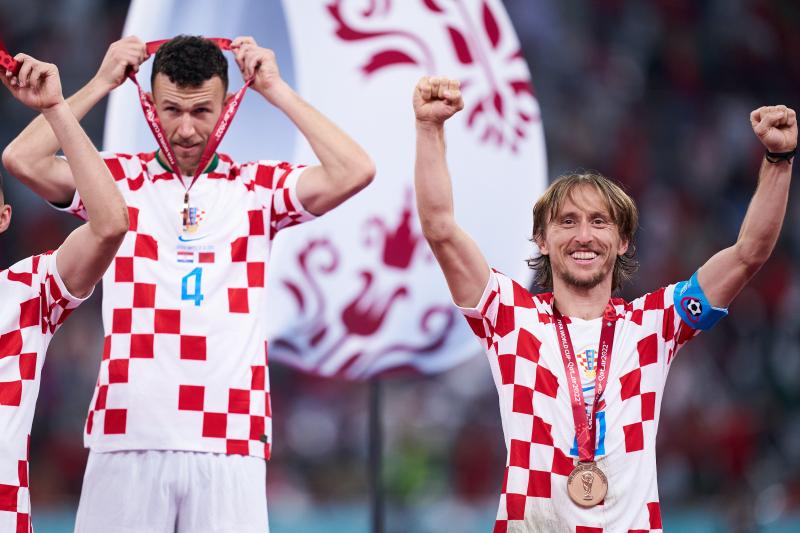 Luka Modrić celebró con todo el tercer lugar de Catar 2022. (Photosport)