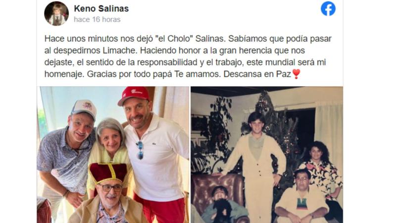 'Keno' Salinas se enteró del fallecimiento de su padre mientras trabaja en Catar.