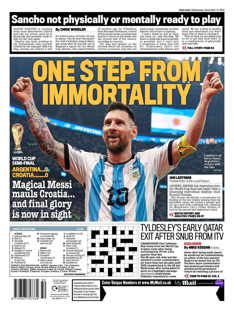 Daily Mail, Argentina campeón del Mundial.
