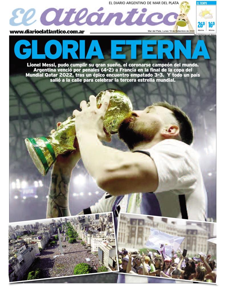 El Atlántico, Argentina campeón del Mundial.
