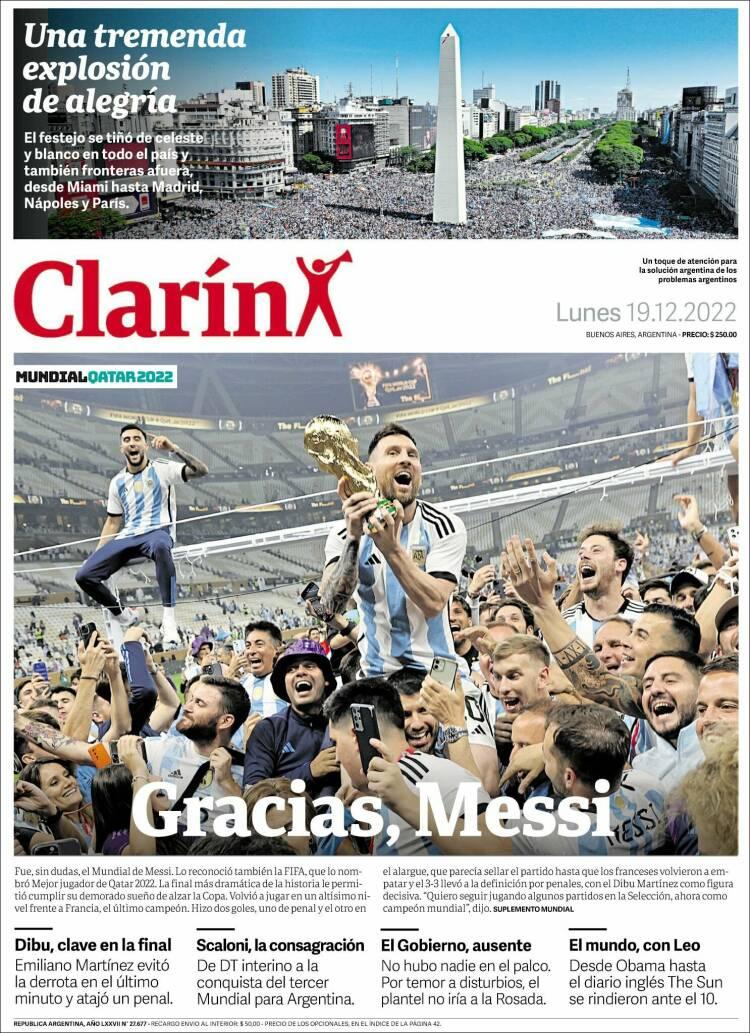 Clarin, Argentina campeón del Mundial.