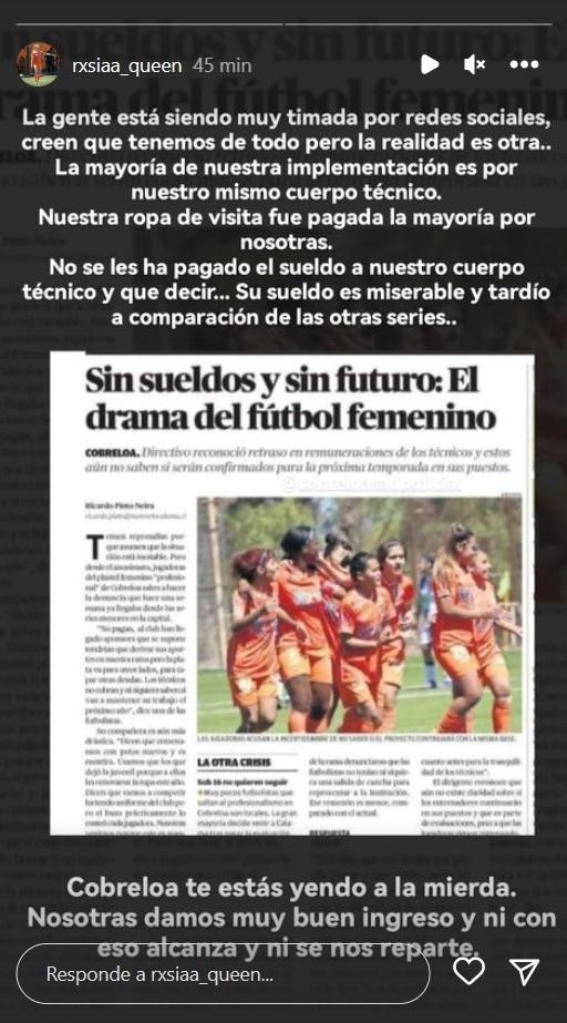 Las graves acusaciones del plantel femenino que complican a Cobreloa. (Instagram)