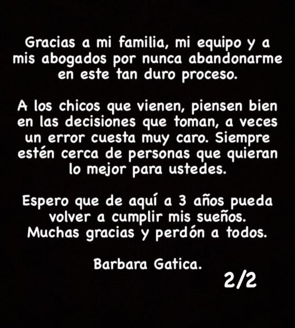 Bárbara Gatica, vía Instagram.