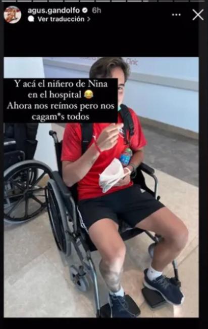 La novia de Lautaro Martínez compartió la foto de su cuñado tras abandonar el hospital de Doha. (Instagram)