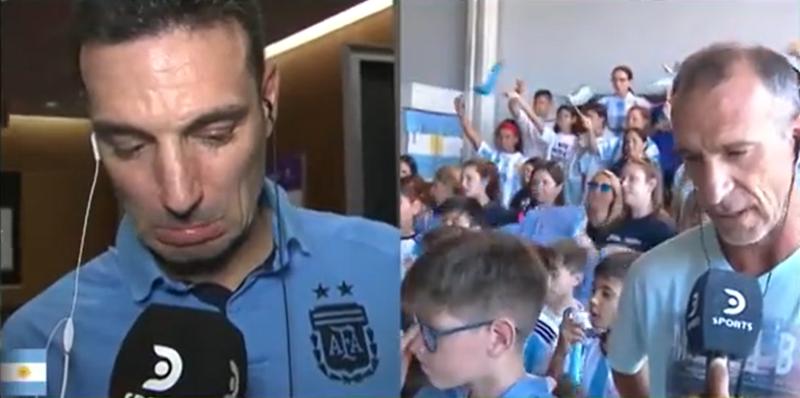 Lionel Scaloni no contuvo las lagrimas tras emotivo homenaje de la gente de su pueblo natal. (Pantallazo)