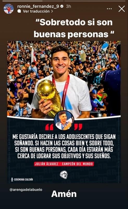 La publicación de Ronnie Fernández (Vía Instagram)