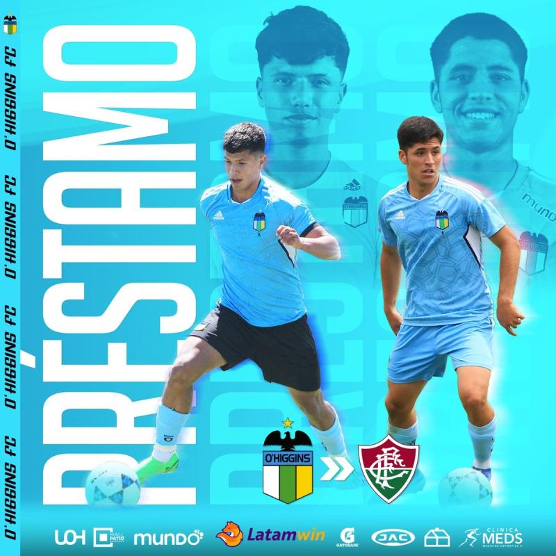 Felipe Ogaz y Nicolás Matamoros, juveniles de O'Higgins de Rancagua parten a préstamo a Fluminense de Brasil. (Twitter)