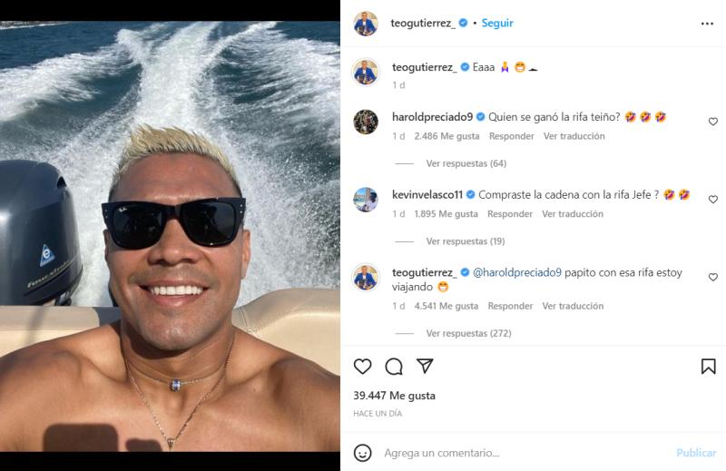 Captura Instagram Teófilo Gutiérrez.