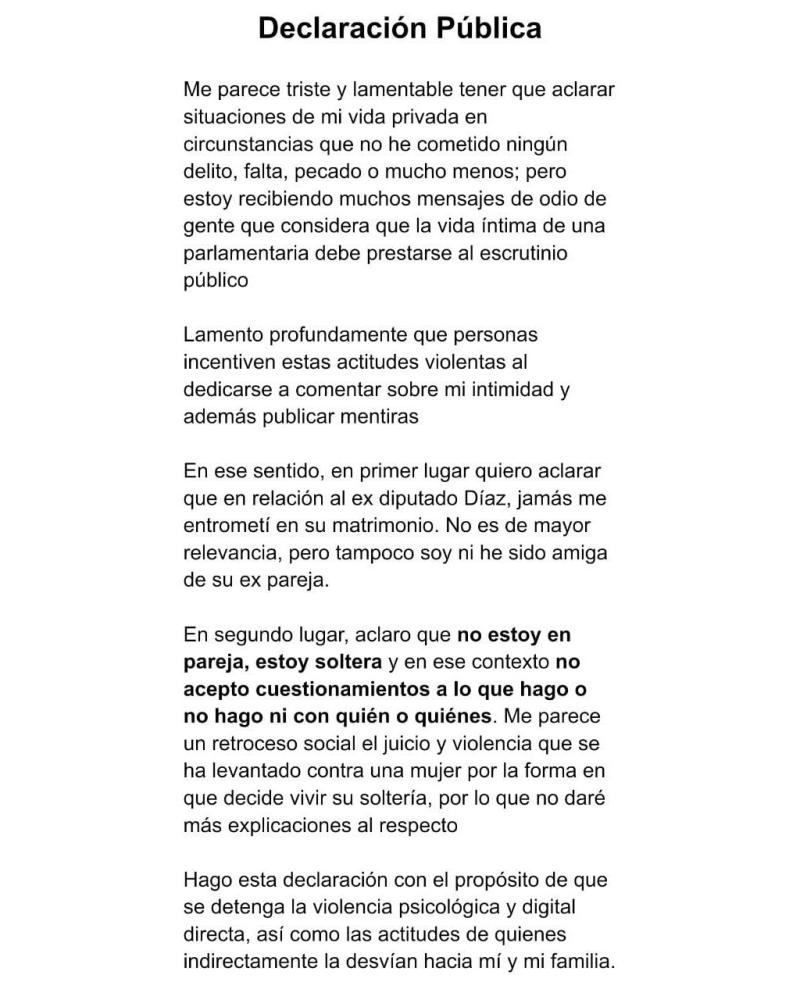 La declaración de Maite Orsini (Instagram)