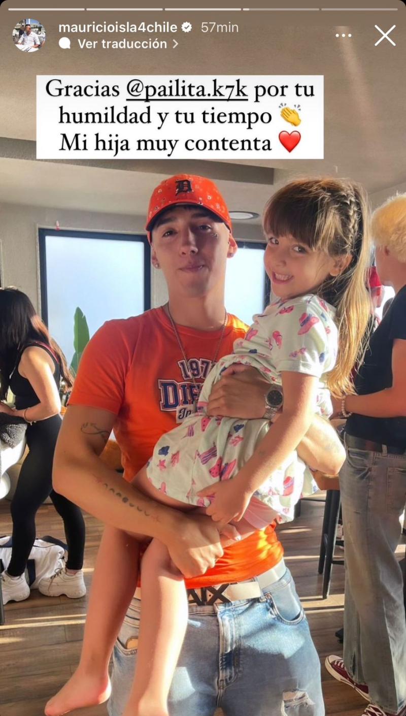 La publicación de Mauricio Isla agradeciendo a Pailita.