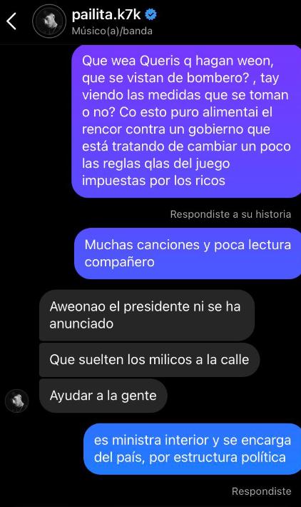 El chat con Pailita que generó una ola de críticas.