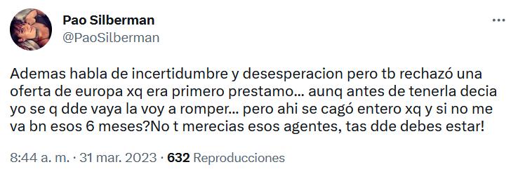 Hija de Alan Silberman contra Gabriel Suazo (Twitter)
