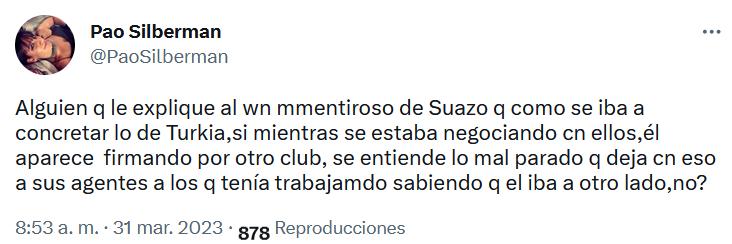 Hija de Alan Silberman contra Gabriel Suazo (Twitter)