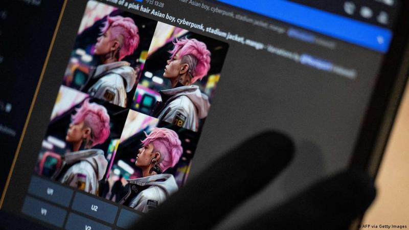 Rootport ingresó combinaciones de texto como "cabello rosa", "chico asiático" y "chaqueta de estadio" para generar imágenes del héroe de la trama en aproximadamente un minuto | Deutsche Welle