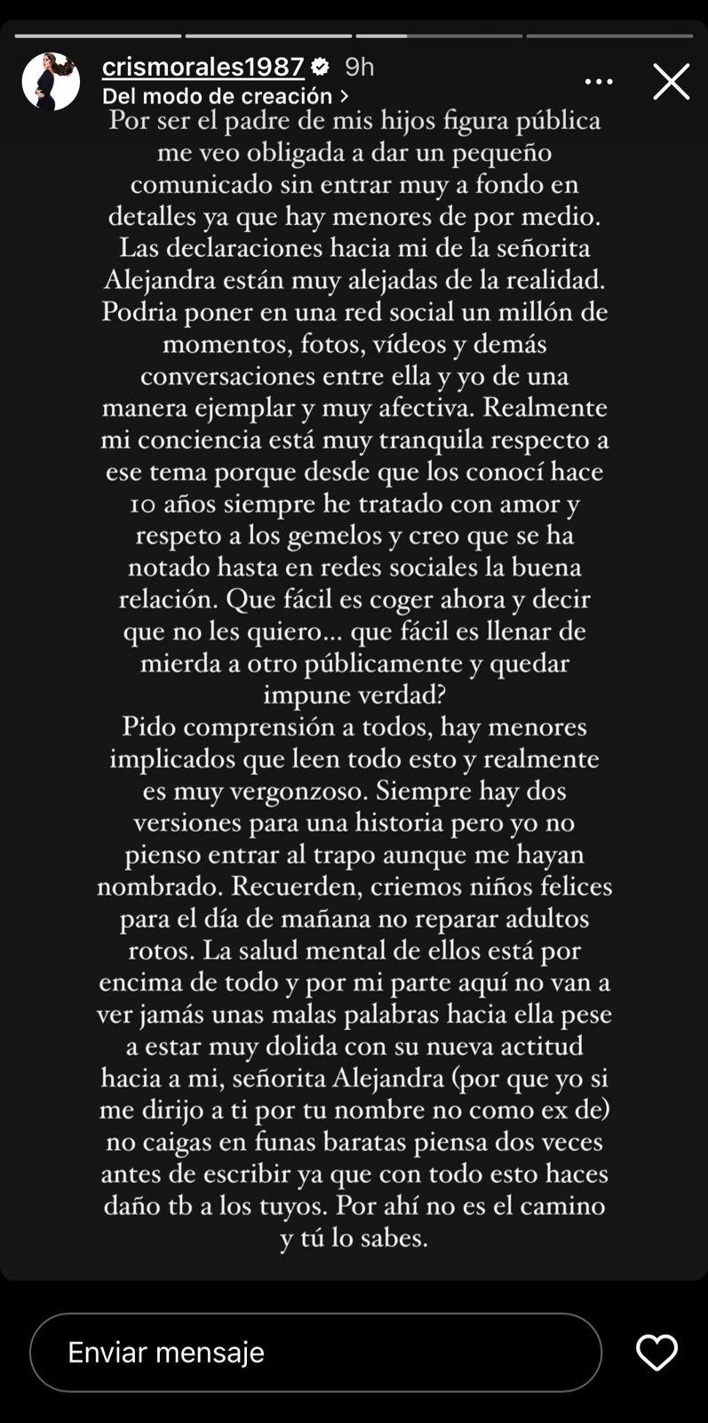 Cristina Morales se defendió ante las acusaciones de la ex pareja y madre de los hijos de Gary Medel.