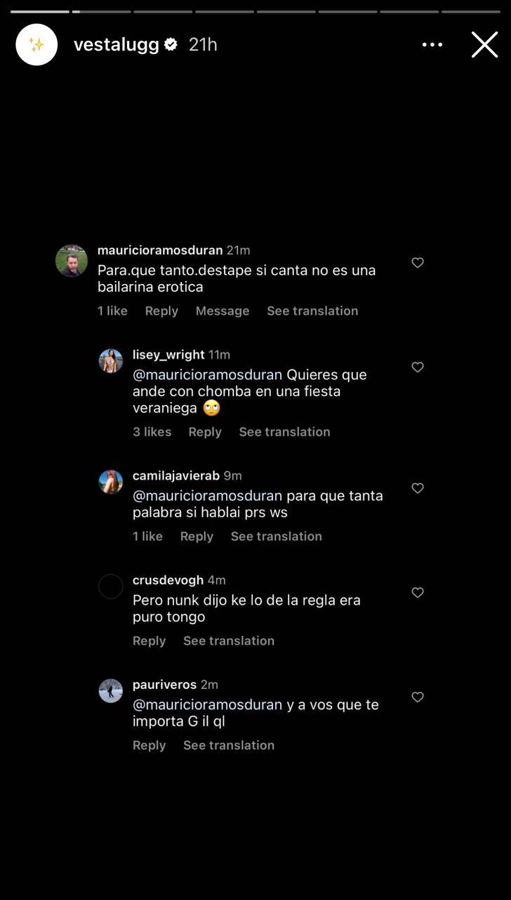 Instagram - Mensajes de odio que recibió Vesta Lugg
