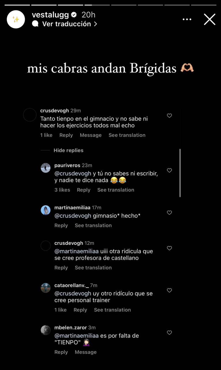 Instagram - Mensajes de odio que recibió Vesta Lugg