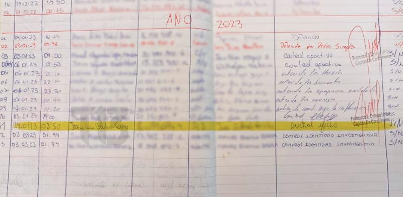 T13 - Documento de Comisaría en que se identifica a Jorge Valdivia