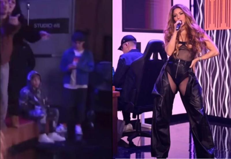 Shakira y sus hijo Milan y Sasha en Jimmy Fallon