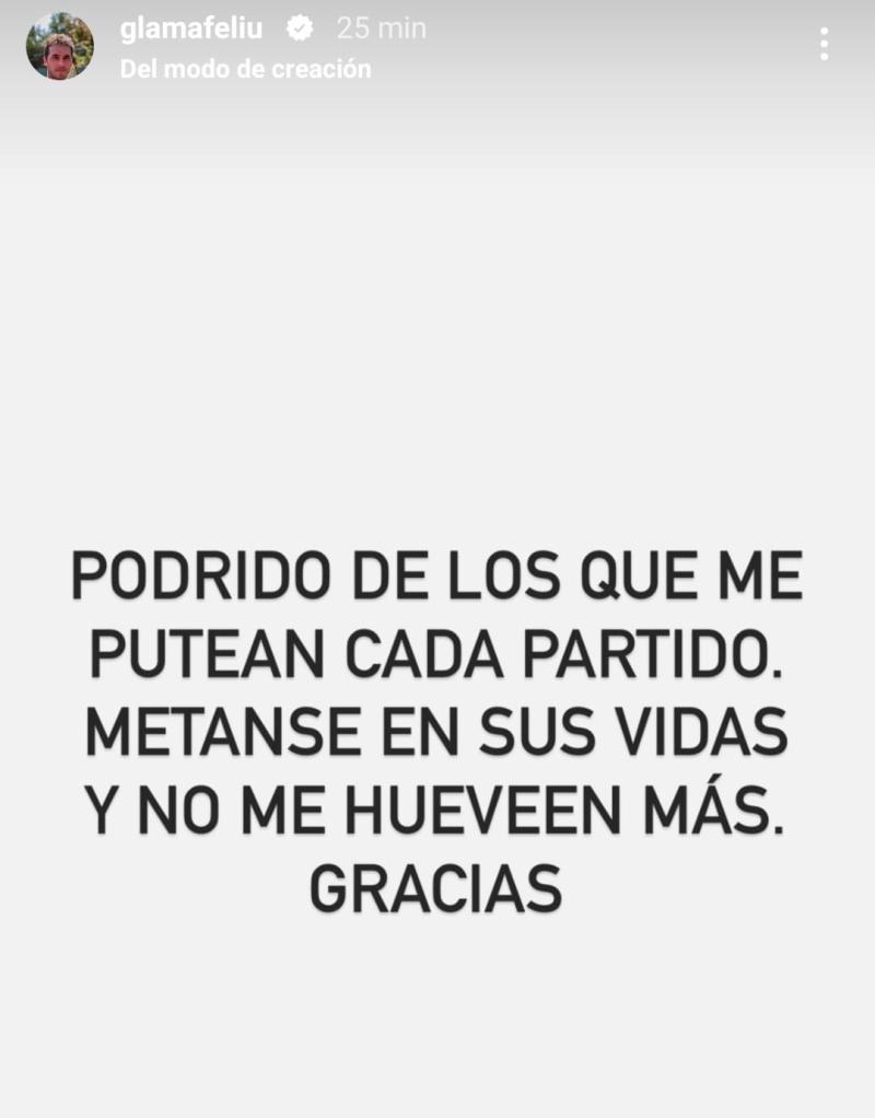 Gonzalo Lama estalló tras su eliminación en Buenos Aires. Crédito: @glamafeliu