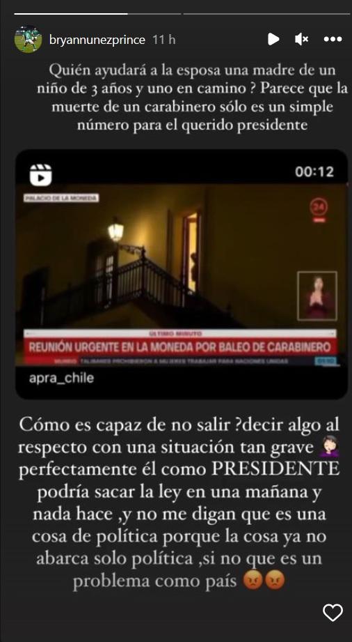 Bryan Núñez opinó sobre el asesinato del cabo Daniel Palma. Imagen: Pantallazo.