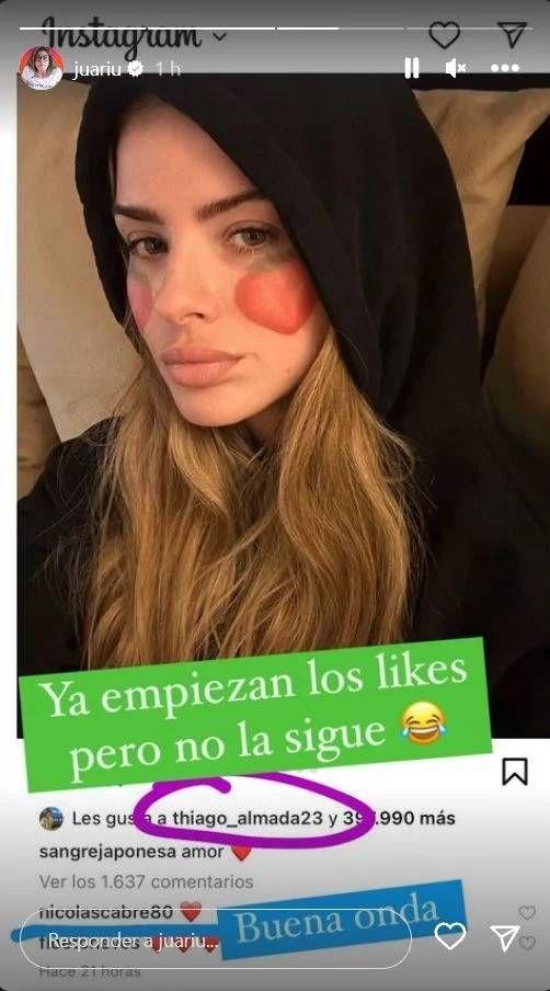 El like de Thiago Almada a la China Suárez.