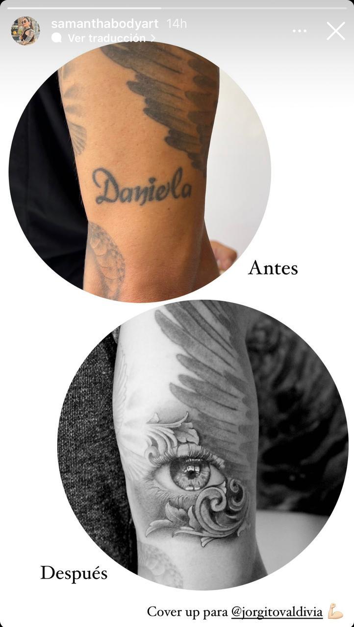 Instagram - Jorge Valdivia cubrió tatuaje que tenía de Daniela Aránguiz