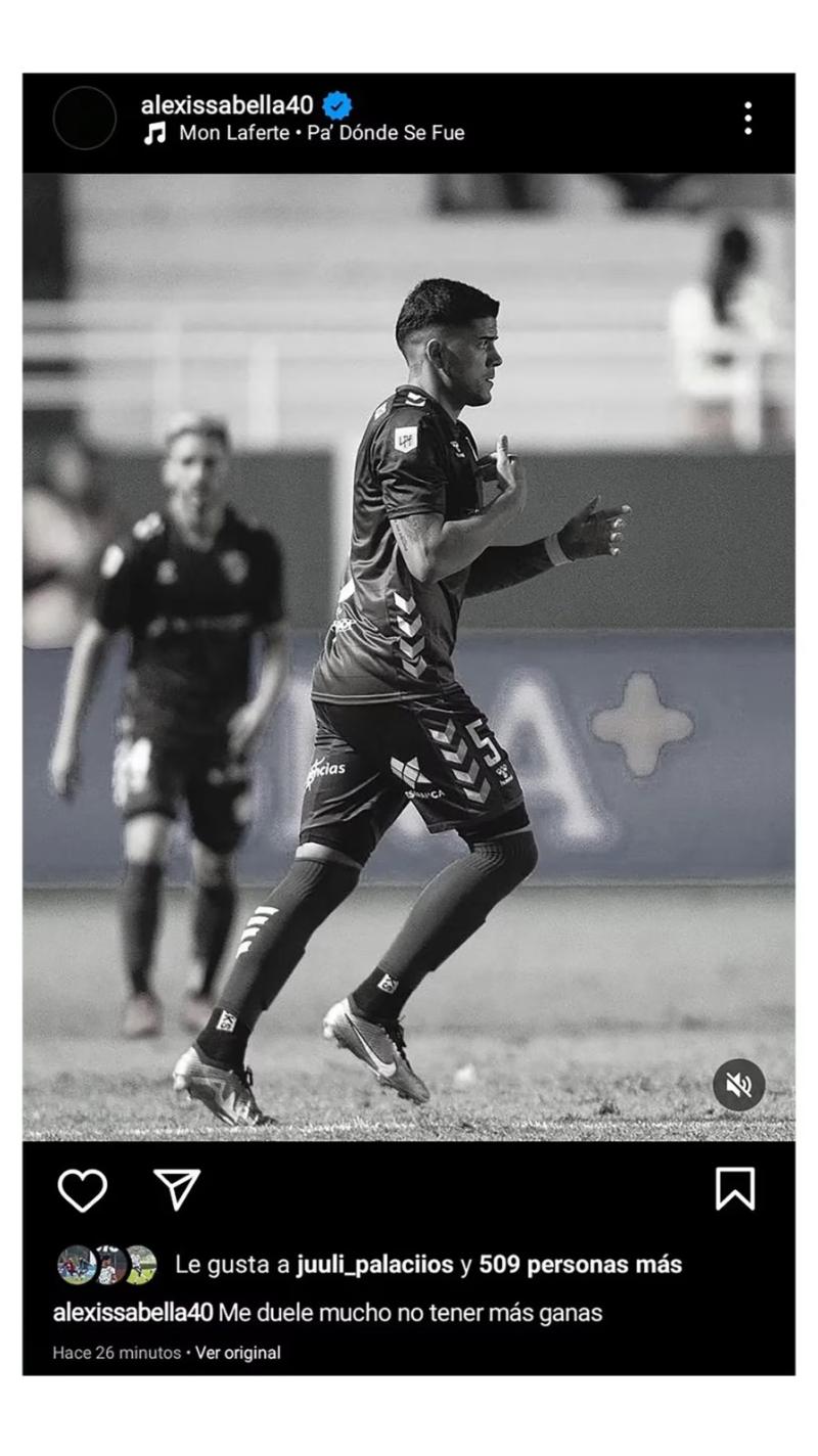 El futbolista Alexis Sabella encendió las alarmas en el fútbol argentino con su última publicación. / Foto: Instagram