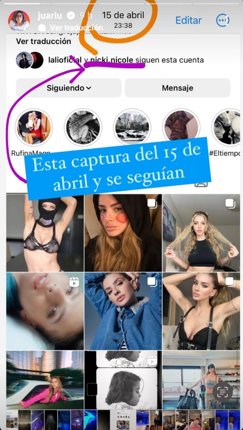 Captura - Nicki Nicole y China Suárez se dejaron de seguir en IG.