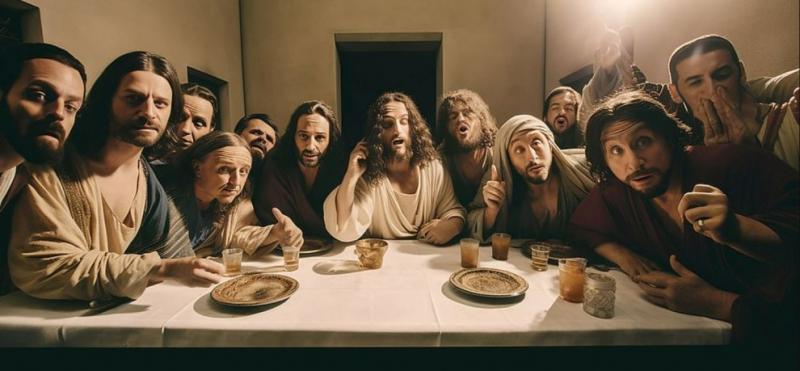 Inteligencia artificial crea selfie de Jesús y los 12 apóstoles en última cena