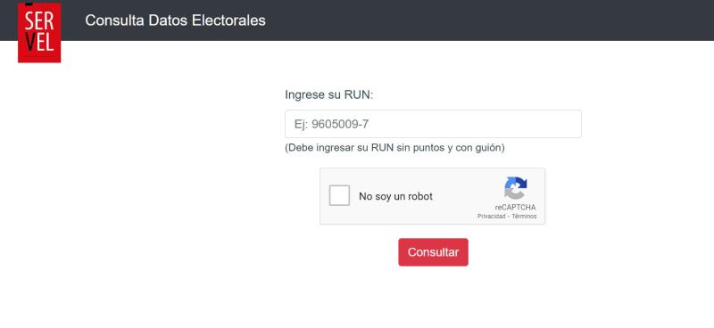 Sitio web de consulta de datos electorales Servel