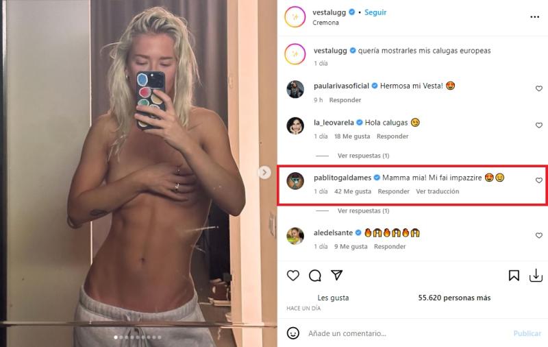 Instagram - Comentario de Pablo Galdames a Vesta Lugg