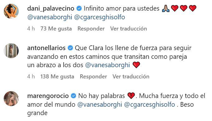 Los sentidos mensajes de apoyo de famosos a Vanesa Borghi tras su pérdida