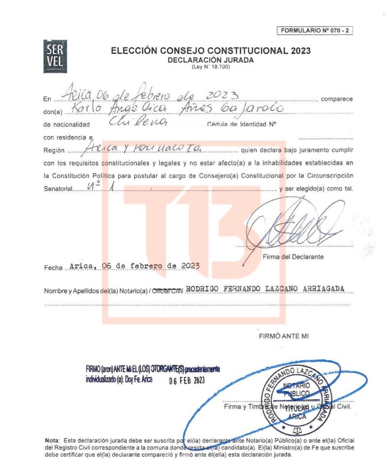 T13 - Declaración Jurada de Karla Añes