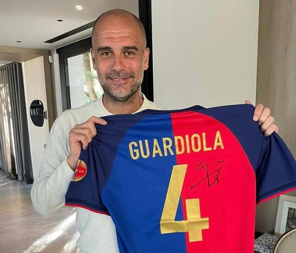 Pep Guardiola no ocultó su fanatismo por el FC Barcelona tras ganarle a Real Madrid. (@pepteam)