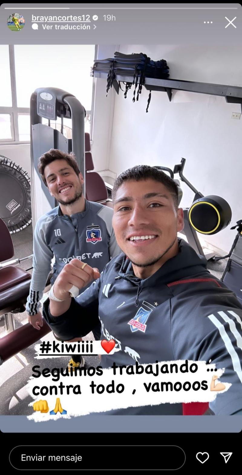 Brayan Cortés junto a Marcos Rojas. (Instagram)