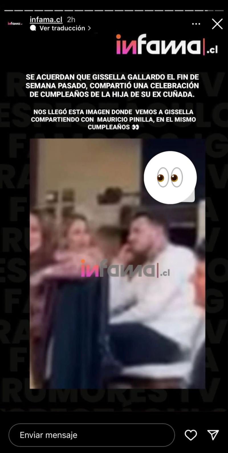 Mauricio Pinilla de lo más cercano junto a Gissella Gallardo. (Rescatado en el sitio @infama.cl)